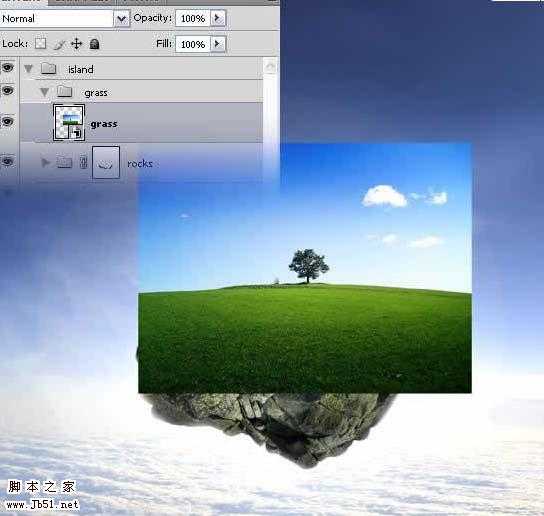 photoshop 经典合成梦幻天空漂浮的小岛