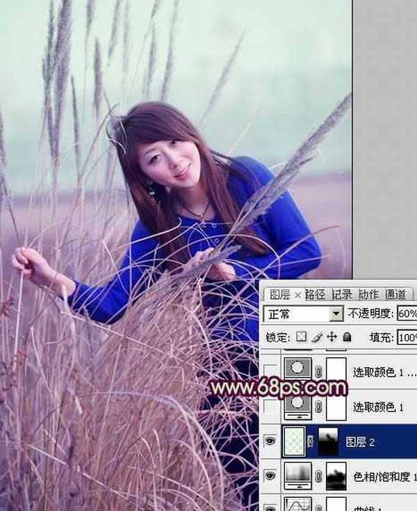 Photosho将外景人物图片添加上流行的日韩淡褐色