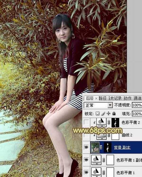 Photoshop为树林美女加上柔和的古典褐色调效果教程