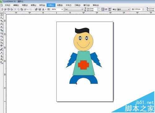 coreldraw怎么绘制漫画人物?cdrX3利用完美形状绘制公仔的教程