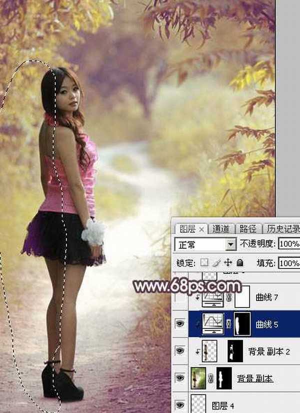 Photoshop为树林人物图片打造柔美的黄褐色效果教程