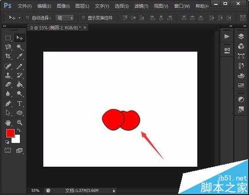 PS怎么画樱桃? ps绘制红红的简笔樱桃的教程