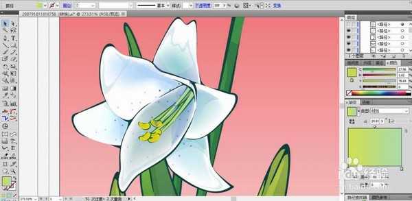 ai怎么画矢量的百合花素材?