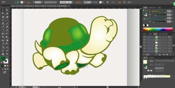 ai怎么手绘卡通乌龟矢量图?