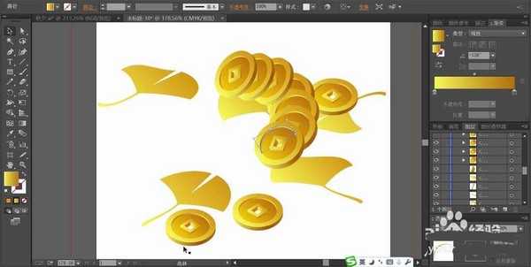 ai怎么绘制一串古铜钱? ai钱币的画法