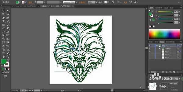 ai怎么绘制绿狼头像? ai绿狼标志的画法